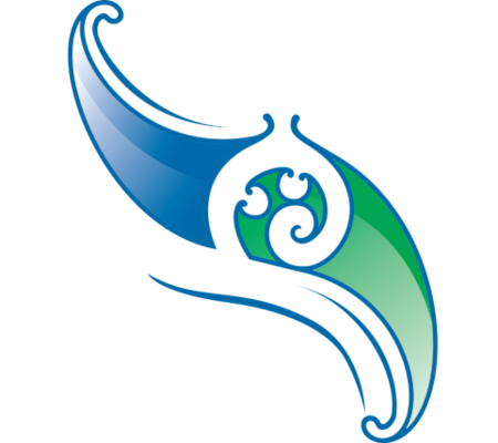 Blue-green E Tū Whānau logo