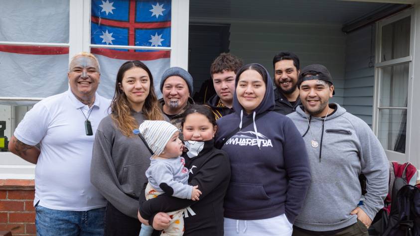 Eugene Ryder at home with his whānau 
