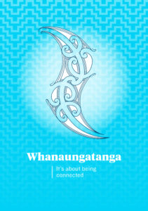 The blue cover of the Whanaungatanga booklet, with the tag line: It’s about being connected. The image links through to a pdf version of the booklet for download.
