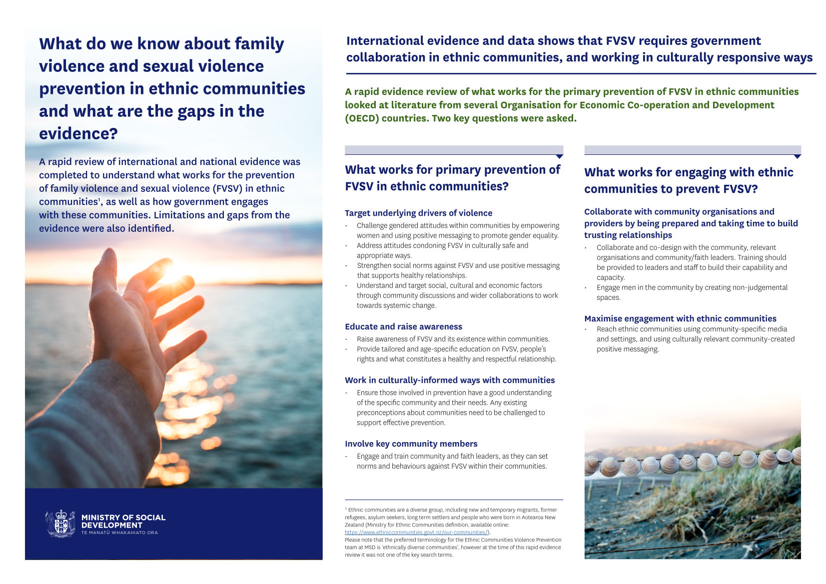 An image of the first page of Summary of rapid review of evidence on violence prevention among ethnic communities. This is one of the items of Research and publications featured on this page.