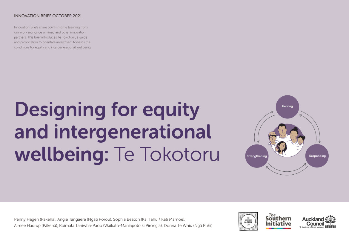 The cover of Designing for equity and intergenerational wellbeing: Te Tokotoru. This is one of the items of Research and publications featured on this page. 